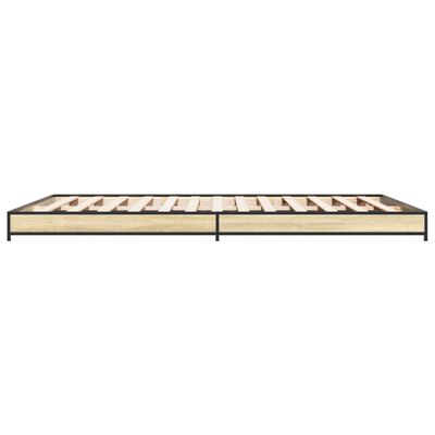 vidaXL Bettgestell Sonoma-Eiche 120x190 cm Holzwerkstoff und Metall