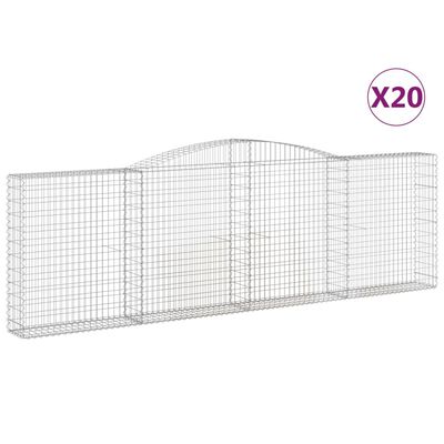 vidaXL Gabionen mit Hochbogen 20Stk. 400x30x120/140cm Verzinktes Eisen