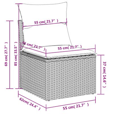 vidaXL 12-tlg. Garten-Sofagarnitur mit Kissen Braun Poly Rattan