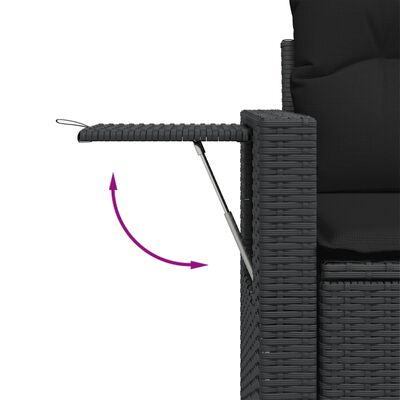 vidaXL 9-tlg. Garten-Sofagarnitur mit Kissen Schwarz Poly Rattan