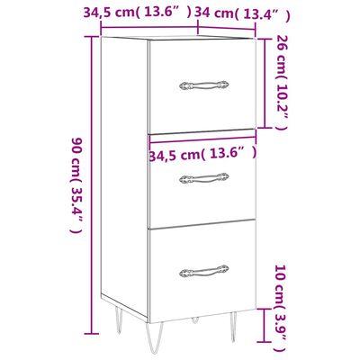 vidaXL Sideboard Grau Sonoma 34,5x34x90 cm Holzwerkstoff