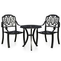 vidaXL 3-tlg. Bistro-Set Aluminiumguss Schwarz