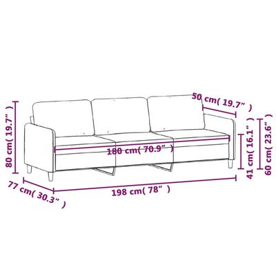 vidaXL 3-Sitzer-Sofa Creme 180 cm Stoff