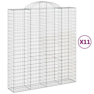 vidaXL Gabionen mit Hochbogen 11Stk. 200x50x220/240cm Verzinktes Eisen