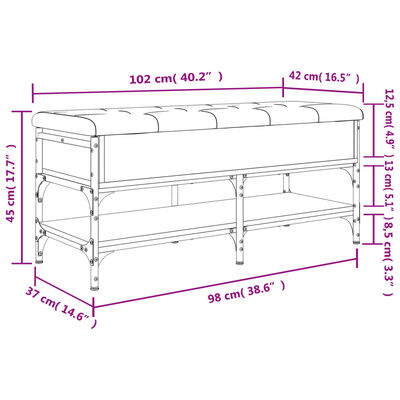 vidaXL Schuhbank Räuchereiche 102x42x45 cm Holzwerkstoff