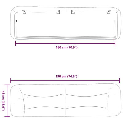 vidaXL Kopfteil-Kissen Braun 180 cm Kunstleder