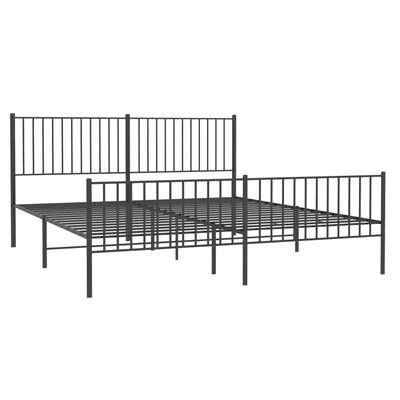 vidaXL Metallbett ohne Matratze mit Fußteil Schwarz 180x200 cm