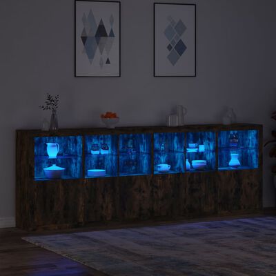 vidaXL Sideboard mit LED-Leuchten Räuchereiche 283x37x100 cm