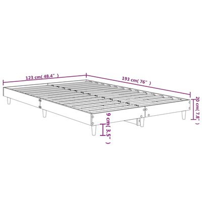 vidaXL Bettgestell ohne Matratze Braun Eiche 120x190 cm Holzwerkstoff