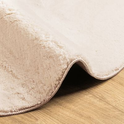 vidaXL Teppich HUARTE Kurzflor Weich und Waschbar Beige Ø 80 cm