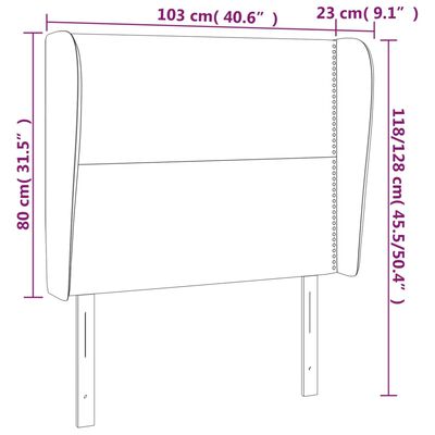 vidaXL Kopfteil mit Ohren Schwarz 103x23x118/128 cm Samt