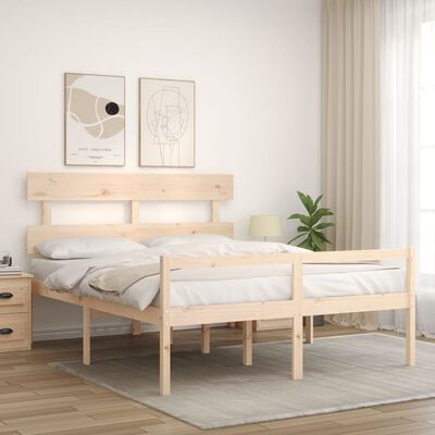 vidaXL Seniorenbett mit Kopfteil 160x200 cm Massivholz