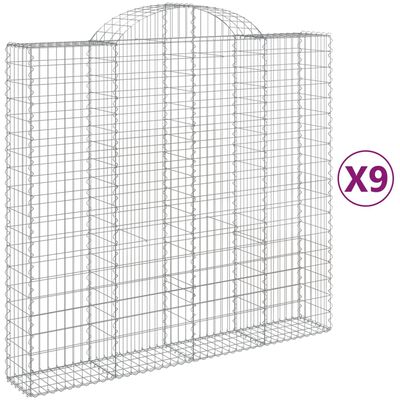 vidaXL Gabionen mit Hochbogen 9 Stk. 200x50x180/200cm Verzinktes Eisen