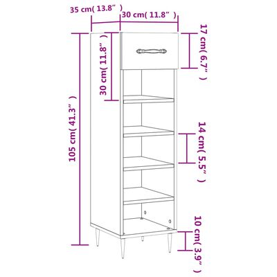 vidaXL Schuhschrank Weiß 30x35x105 cm Holzwerkstoff