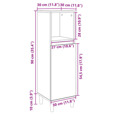 vidaXL Badschrank Sonoma-Eiche 30x30x100 cm Holzwerkstoff