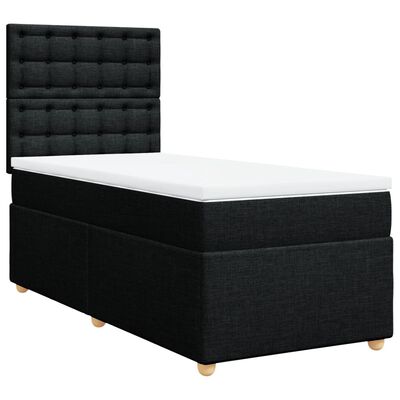 vidaXL Boxspringbett mit Matratze Schwarz 100x200 cm Stoff