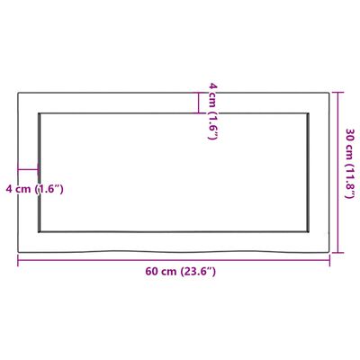 vidaXL Waschtischplatte 60x30x(2-6) cm Massivholz Unbehandelt