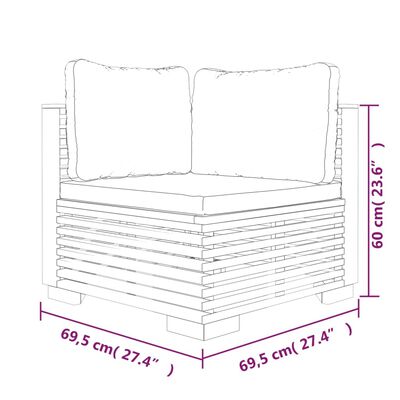 vidaXL 6-tlg. Garten-Lounge-Set mit Kissen Massivholz Teak