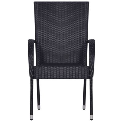 vidaXL 7-tlg. Garten-Essgruppe Poly Rattan Schwarz