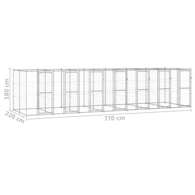 vidaXL Outdoor-Hundezwinger Verzinkter Stahl 16,94 m²