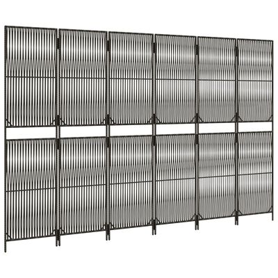 vidaXL Paravent 6-tlg. Grau Poly Rattan