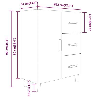 vidaXL Sideboard Braun Eichen-Optik 69,5x34x90 cm Holzwerkstoff