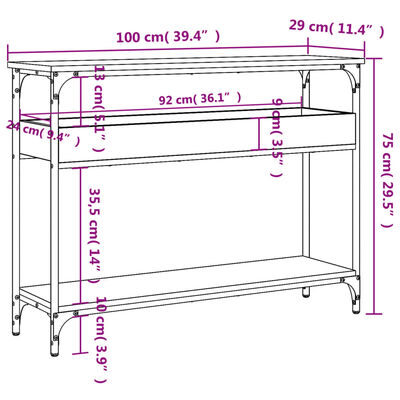 vidaXL Konsolentisch mit Ablage Braun Eichen-Optik 100x29x75cm