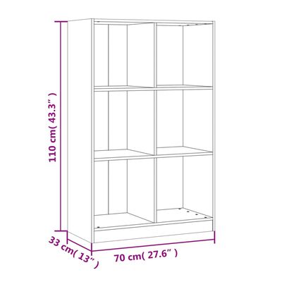 vidaXL Bücherregal Weiß 70x33x110 cm Massivholz Kiefer