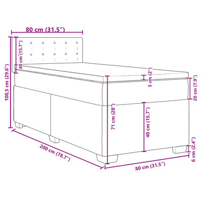 vidaXL Boxspringbett mit Matratze Dunkelbraun 80x200 cm Stoff