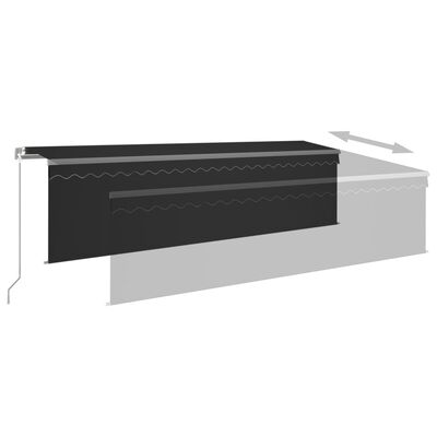 vidaXL Markise Manuell Einziehbar mit Rollo & LED 5x3 m Anthrazit