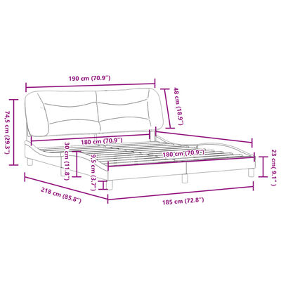 vidaXL Bettgestell mit Kopfteil Schwarz 180x200 cm Kunstleder