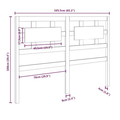 vidaXL Bett-Kopfteil Honigbraun 165,5x4x100 cm Massivholz Kiefer