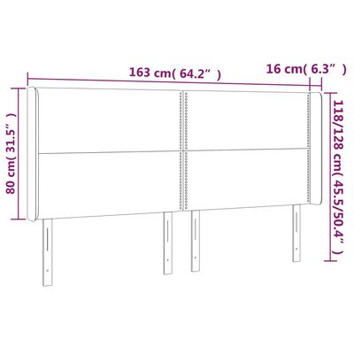 vidaXL Kopfteil mit Ohren Dunkelbraun 163x16x118/128 cm Stoff