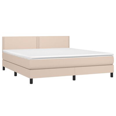 vidaXL Boxspringbett Matratze Cappuccino-Braun 160x200 cm Kunstleder