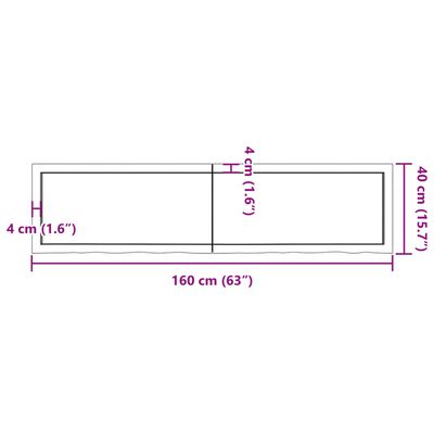 vidaXL Wandregal 160x40x(2-4) cm Massivholz Eiche Unbehandelt