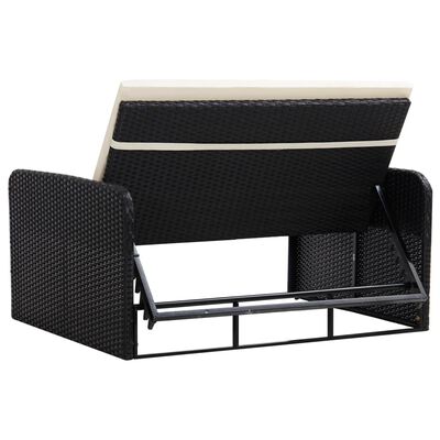 vidaXL 2-tlg. Garten-Lounge-Set mit Auflagen Poly Rattan Schwarz