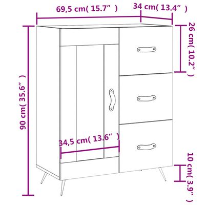 vidaXL Sideboard Räuchereiche 69,5x34x90 cm Holzwerkstoff