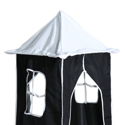 vidaXL Kinderhochbett mit Turm Weiß & Schwarz 90x200 cm Kiefernholz