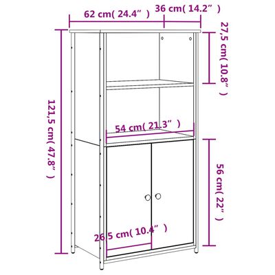 vidaXL Highboard Schwarz 62x36x121,5 cm Holzwerkstoff