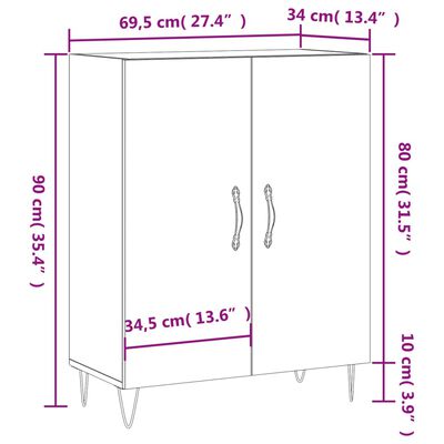 vidaXL Sideboard Betongrau 69,5x34x90 cm Holzwerkstoff