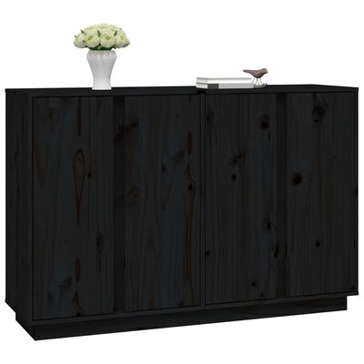 vidaXL Sideboard Schwarz 120x35x80 cm Massivholz Kiefer