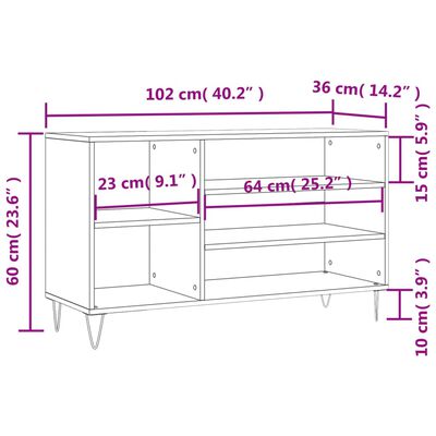 vidaXL Schuhregal Räuchereiche 102x36x60 cm Holzwerkstoff