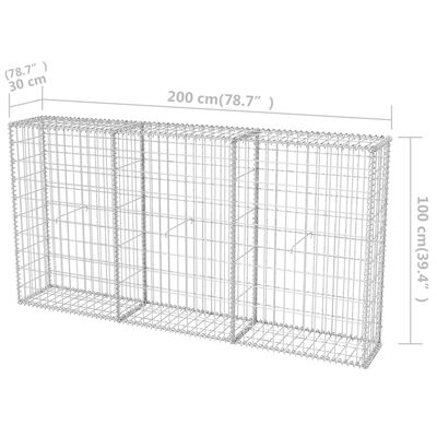 vidaXL Gabionenkorb Stahl 200×30×100 cm