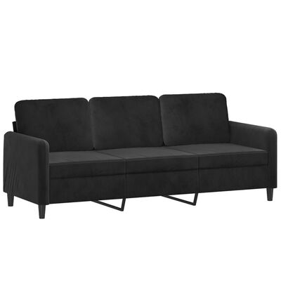 vidaXL 3-Sitzer-Sofa mit Hocker Schwarz 180 cm Samt