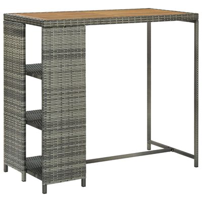 vidaXL Bartisch mit Regal Grau 120x60x110 cm Poly Rattan