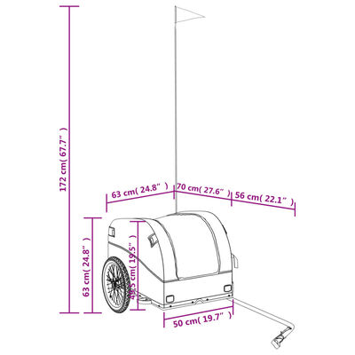 vidaXL Fahrradanhänger Schwarz 45 kg Eisen