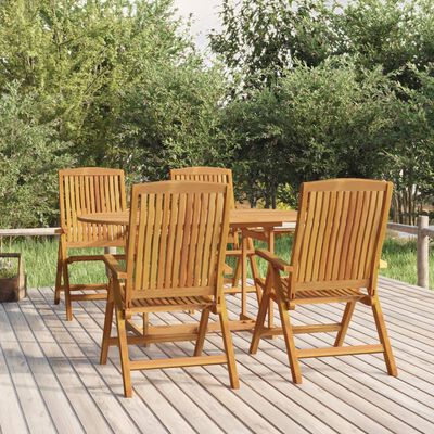 vidaXL Gartenstühle 4 Stk. Verstellbar Massivholz Teak