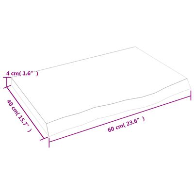 vidaXL Tischplatte 60x40x(2-4) cm Massivholz Eiche Unbehandelt