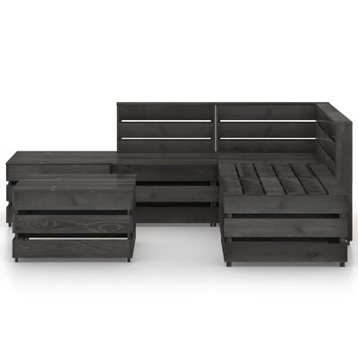 vidaXL 6-tlg. Garten-Lounge-Set Grau Imprägniertes Kiefernholz