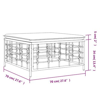 vidaXL Gartenhocker mit Dunkelgrauem Kissen Poly Rattan